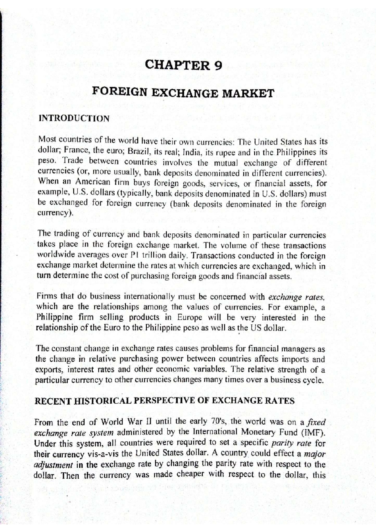 Chapter 9: Introduction to the Foreign Exchange Market - Studocu