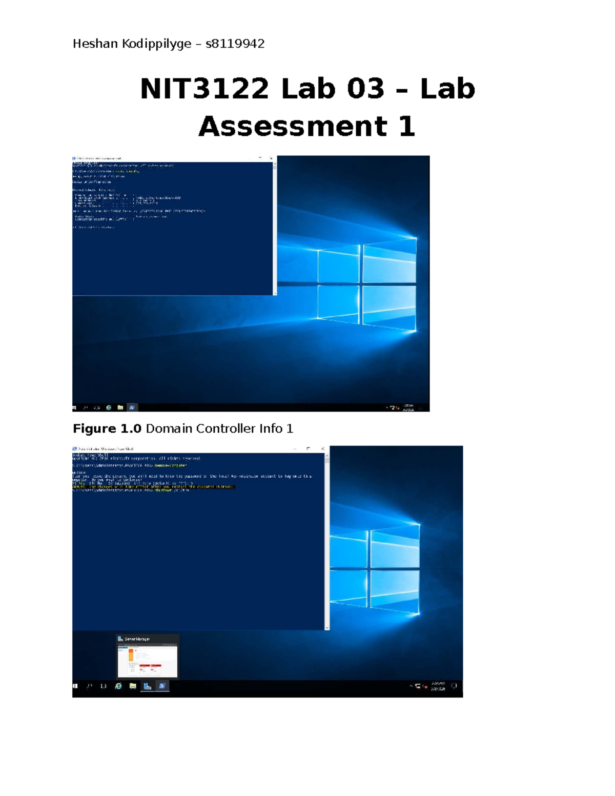 NIT3122 Lab 03: Domain Controller Assessment by Heshan Kodippilyge ...