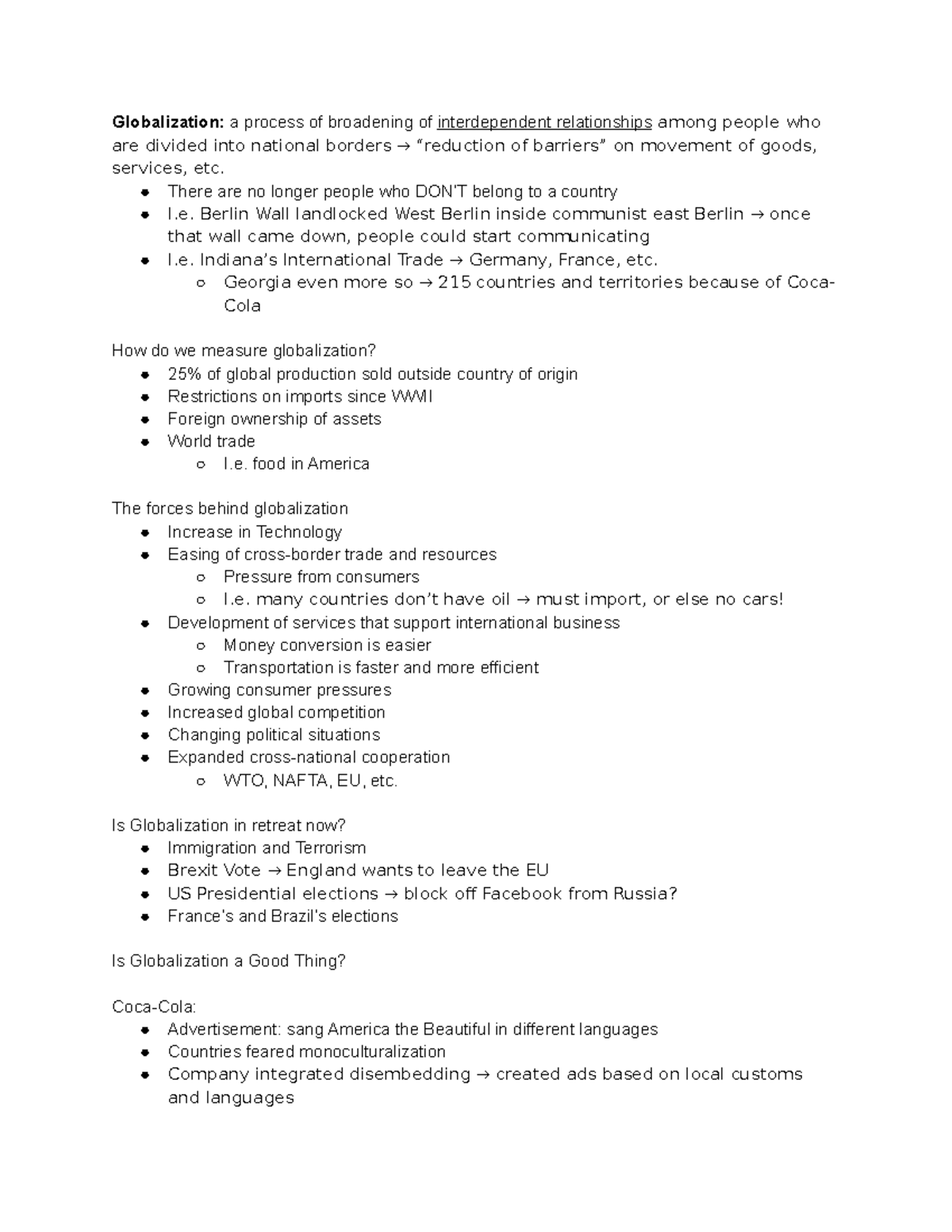 D270 Chapter 1 Globalization and IB - Globalization: a process of ...