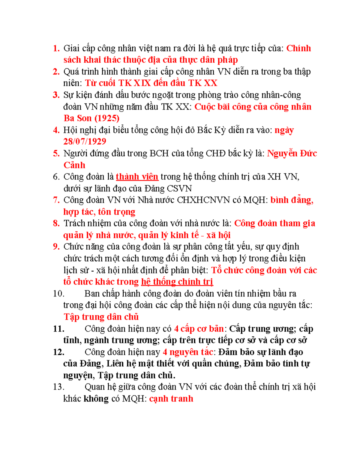 DAI Cuong CONG DOAN - Tài liệu ôn tập về Công đoàn Việt Nam - Studocu