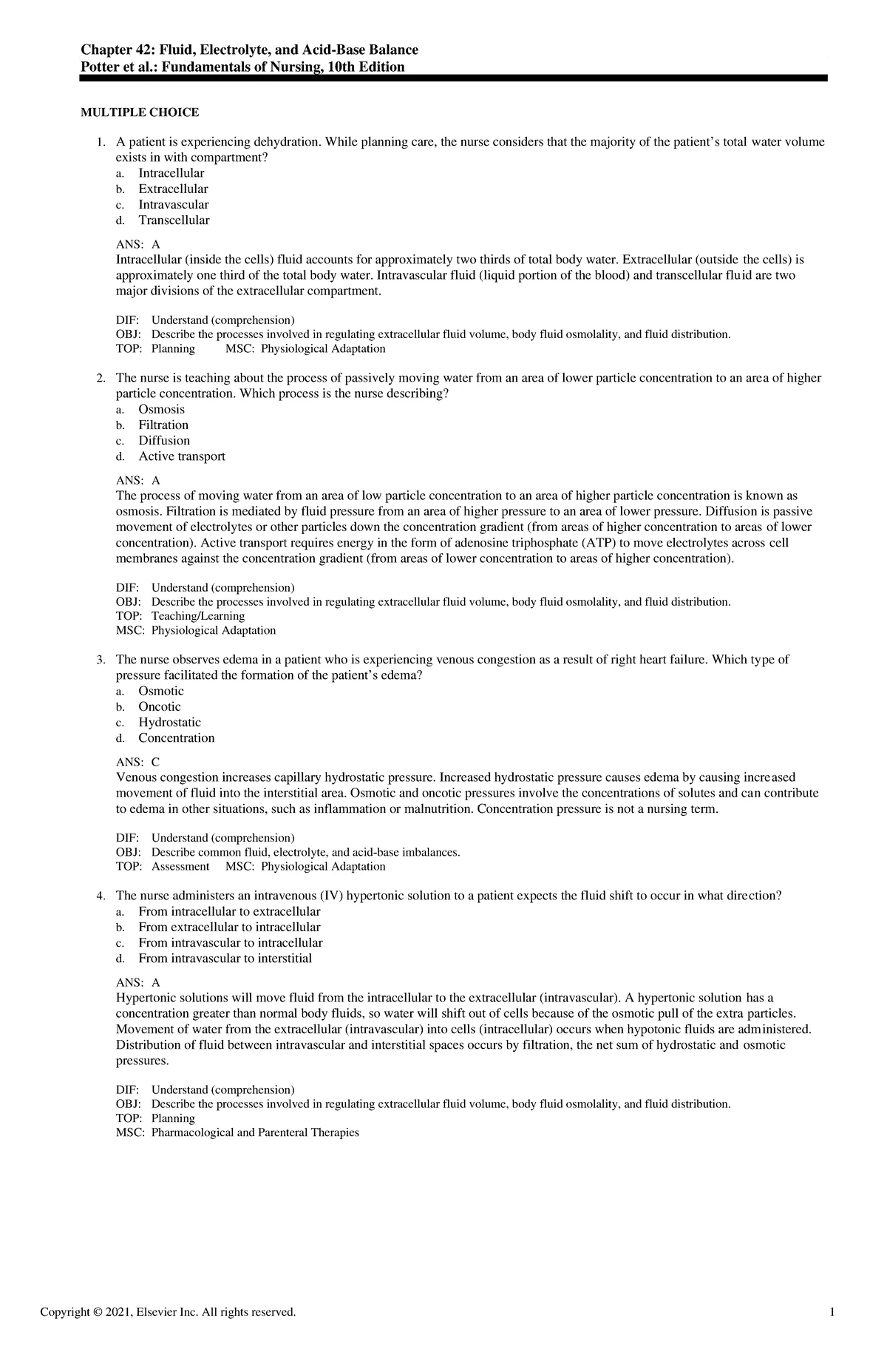 Exam View - Chapter 38 - Fundamentals of Nursing - Chapter 38: Activity ...