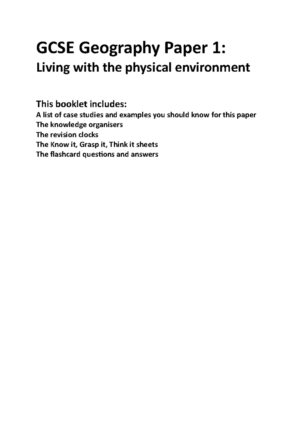 AQA GCSE Geography Paper 1 Revision: Natural Hazards & Ecosystems - Studocu
