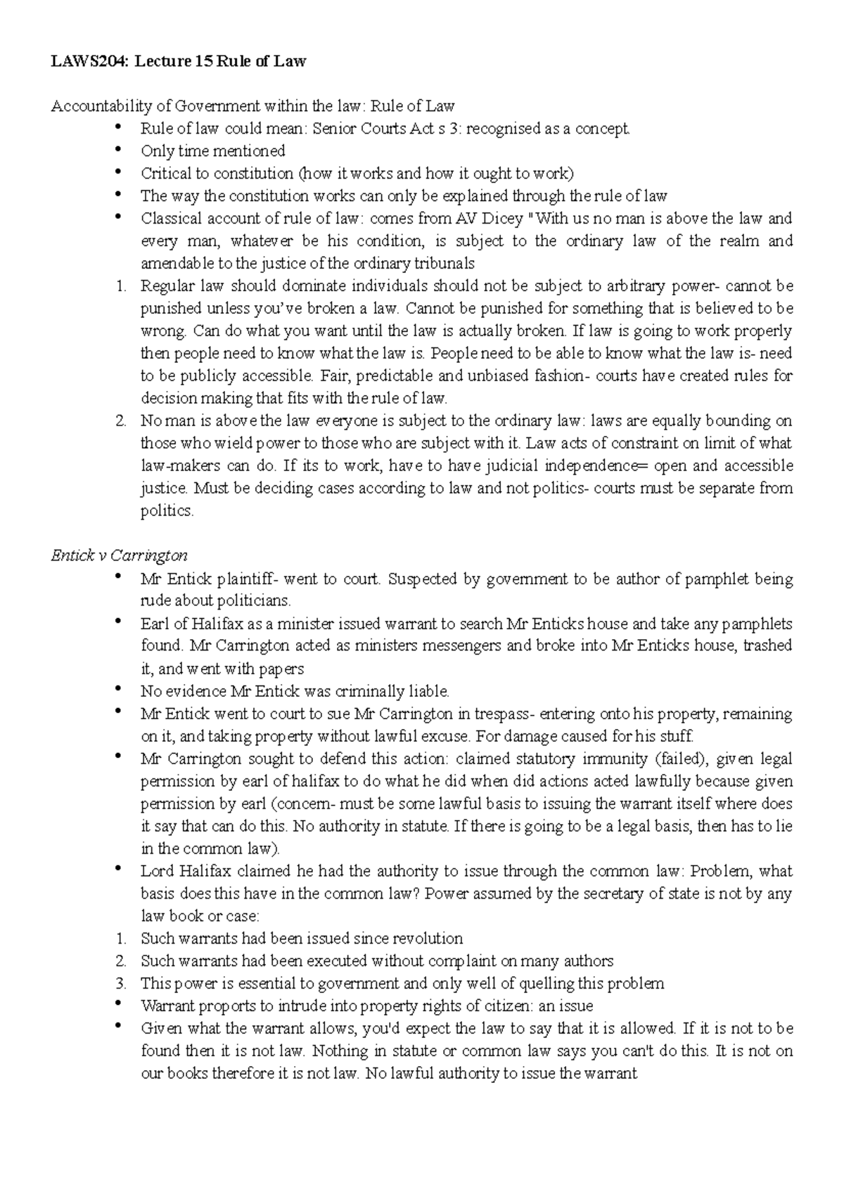 LAWS204 - Lecture 15: Exploring the Rule of Law and Government ...