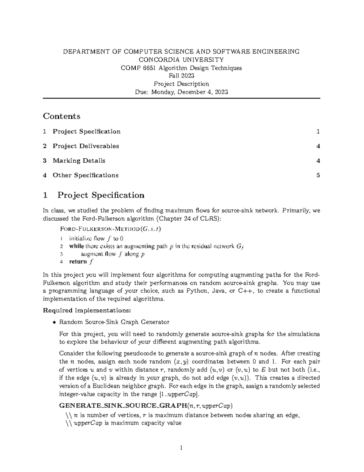 COMP 6651 F23 Final Project Description: Augmenting Path Algorithms ...