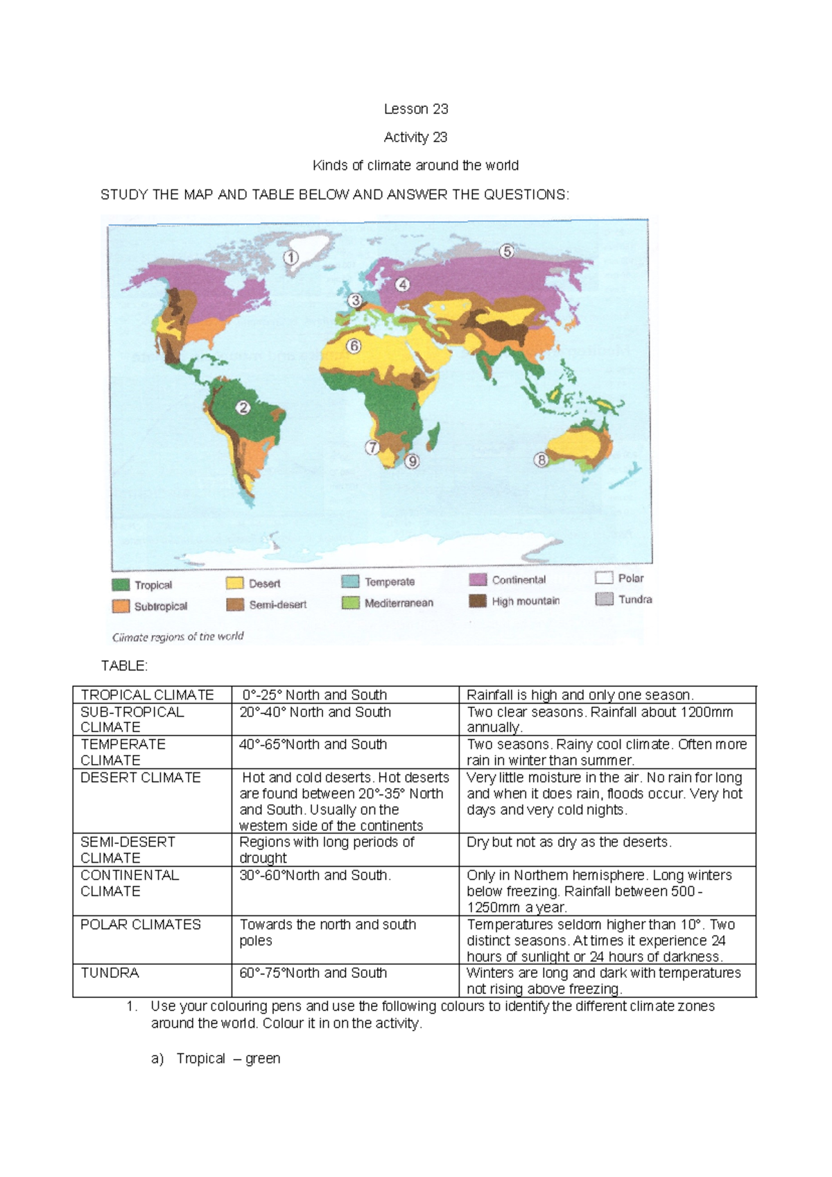 Term 2 Activity 23: Exploring Global Climate Types and Mapping - Studocu