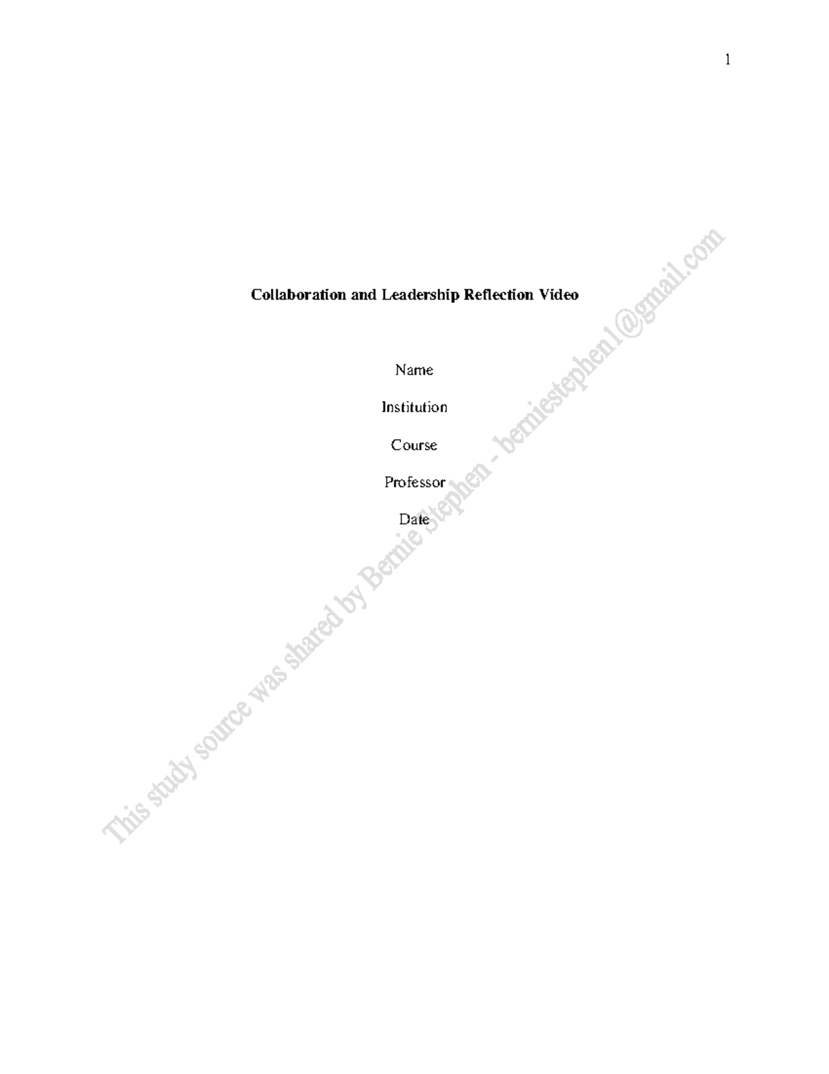 4010 assessment 2 - Collaboration and Leadership Reflection Video Name ...