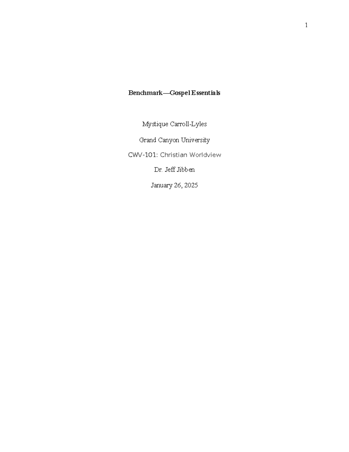 CWV 101 T5 Benchmark: Understanding Gospel Essentials in Christianity ...