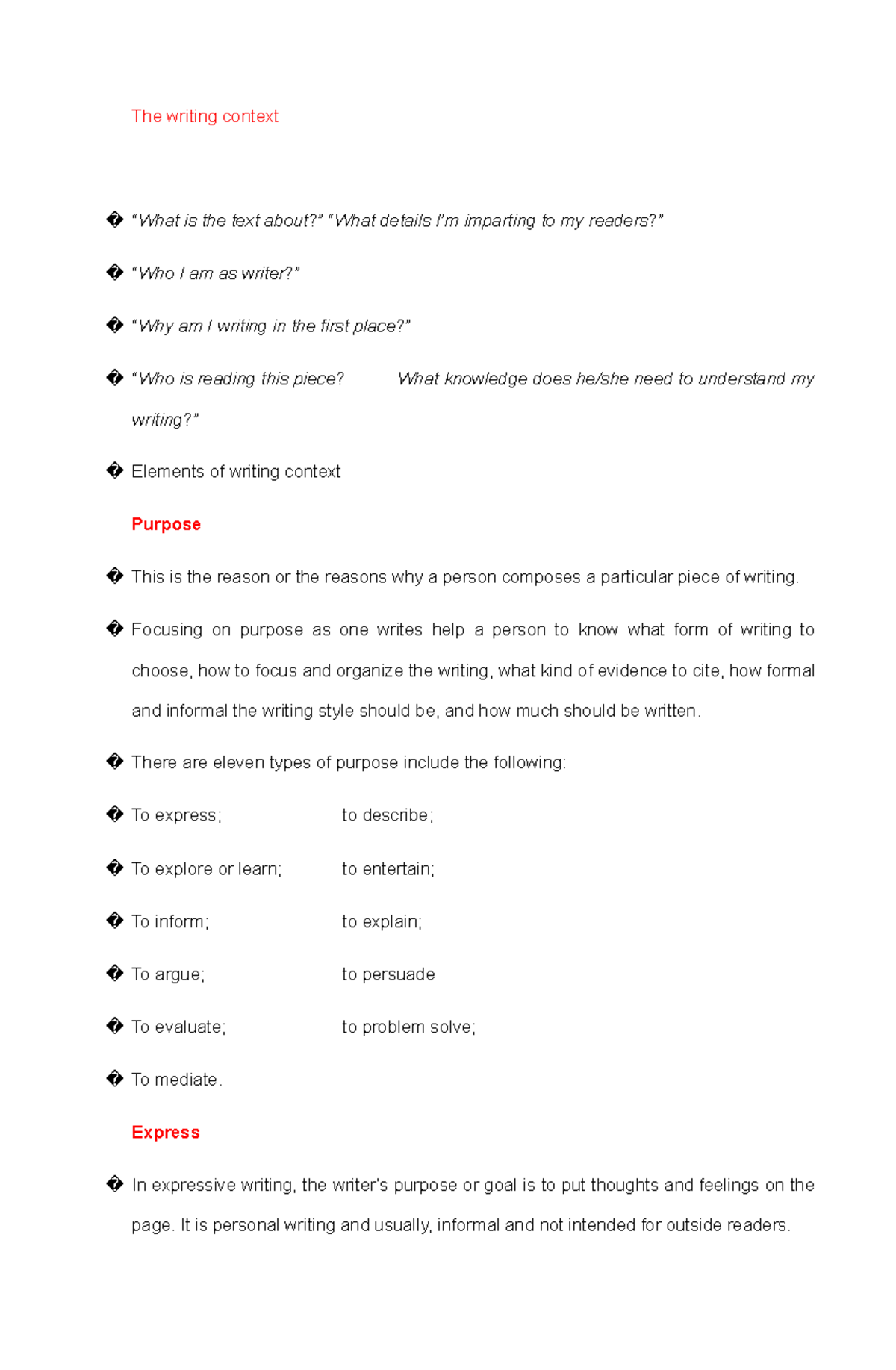 English writing - The writing context 🐀 “What is the text about?” “What ...