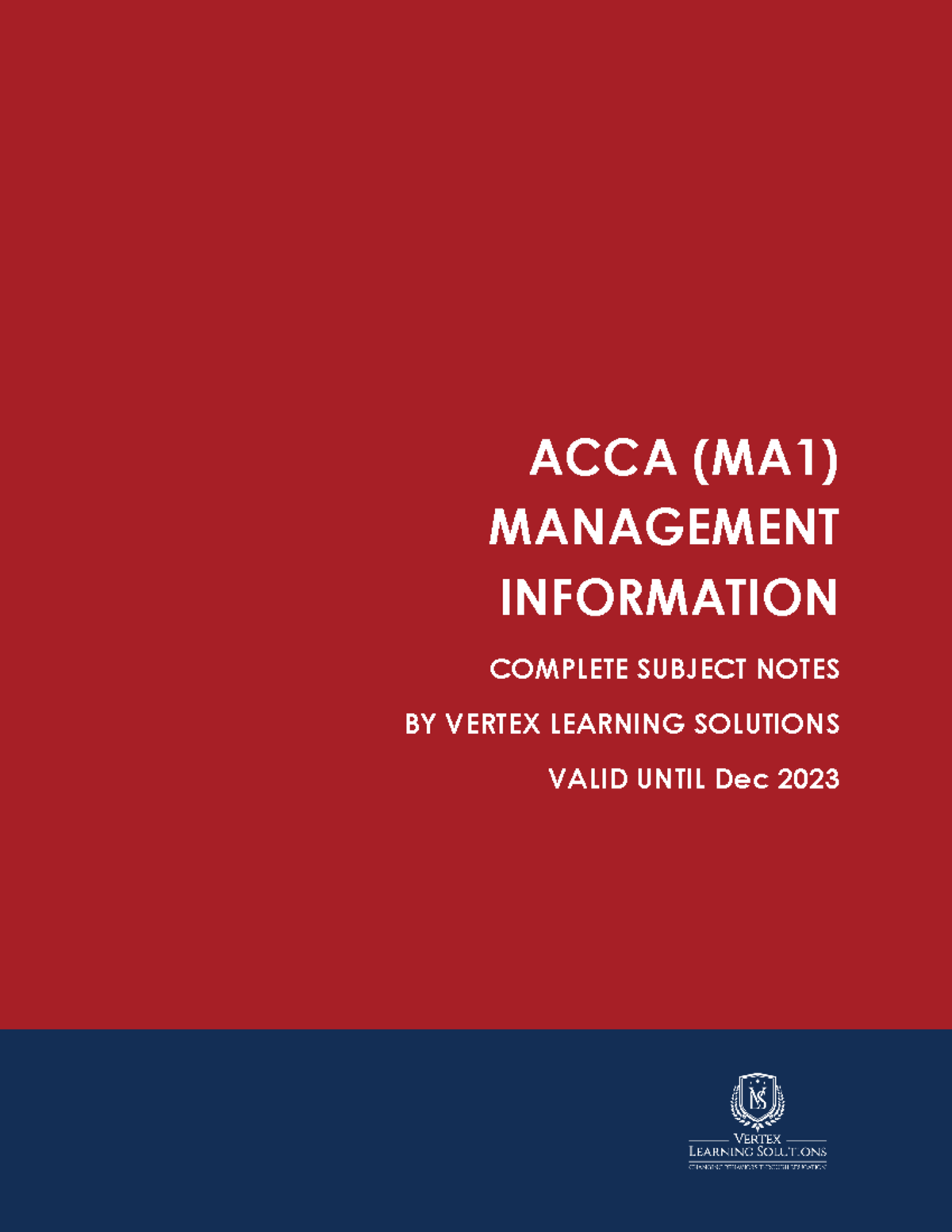 ACCA (MA1) Management Information Complete Study Notes - Studocu