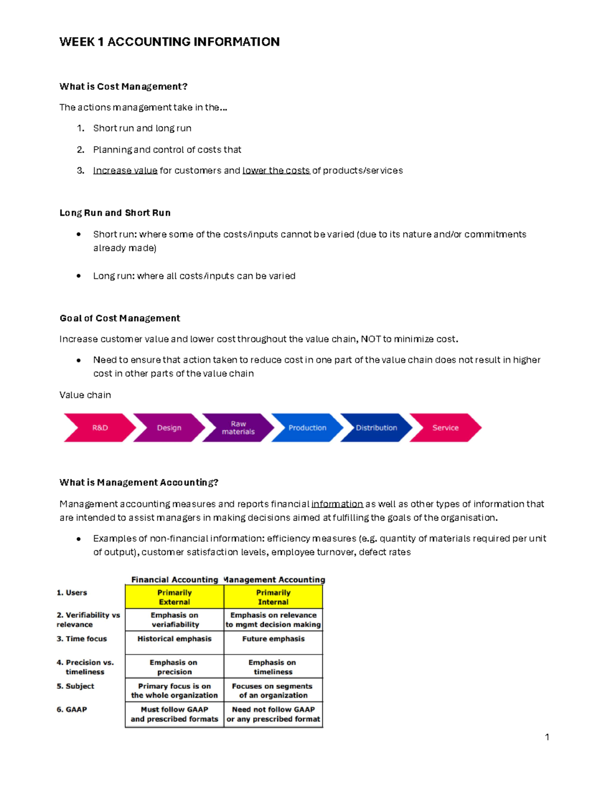 Accounting INFO 101: Exam Notes on Cost Management Concepts - Studocu