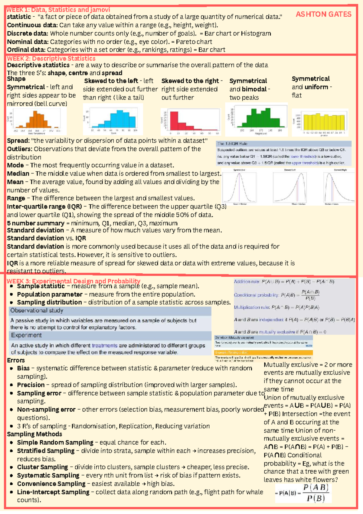 Midsem Exam Summary: Data & Statistics Concepts (STAT101) - Studocu
