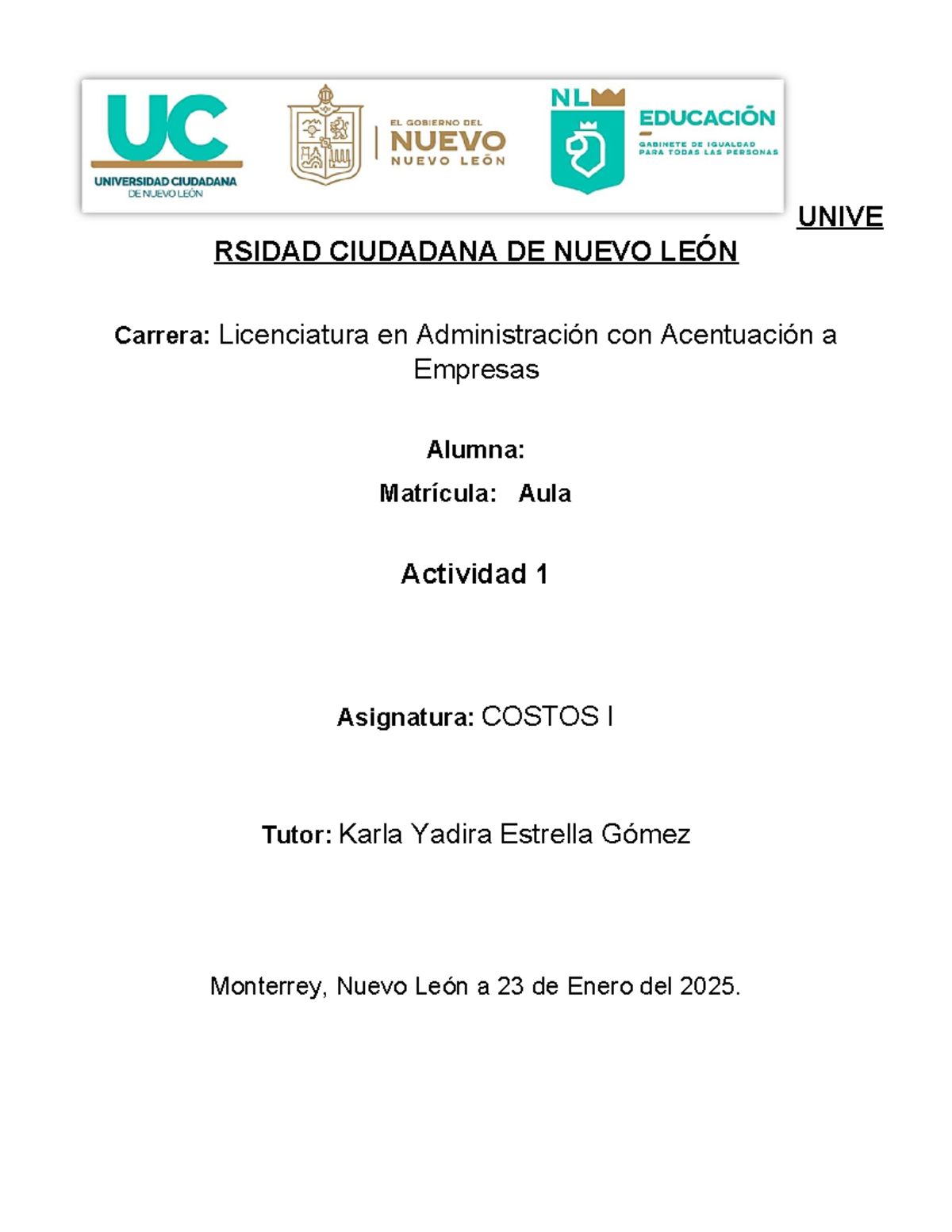 ACT1: Clasificación y Análisis de Costos en Empresas - COSTOS I - Studocu