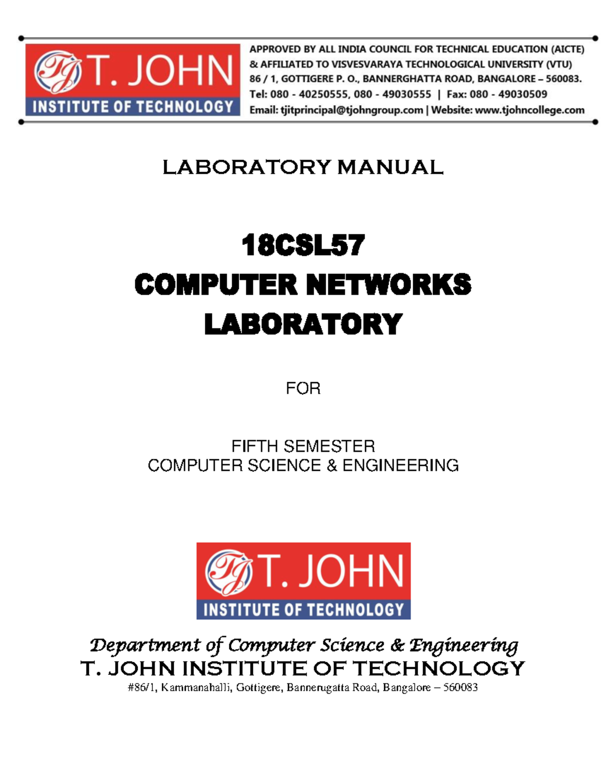 18CSL57-Computer Networks Lab-1 - LABORATORY MANUAL FOR FIFTH SEMESTER ...