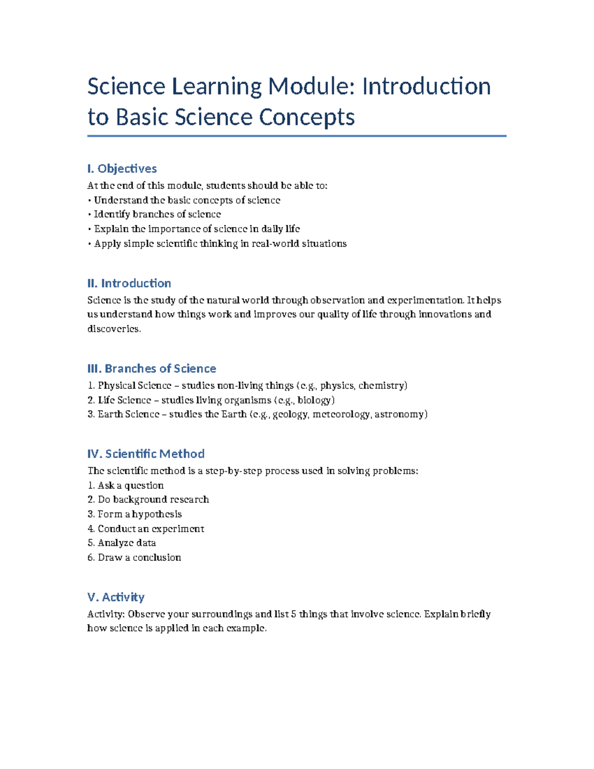 Basic Science Concepts I - Lecture Notes - Studocu