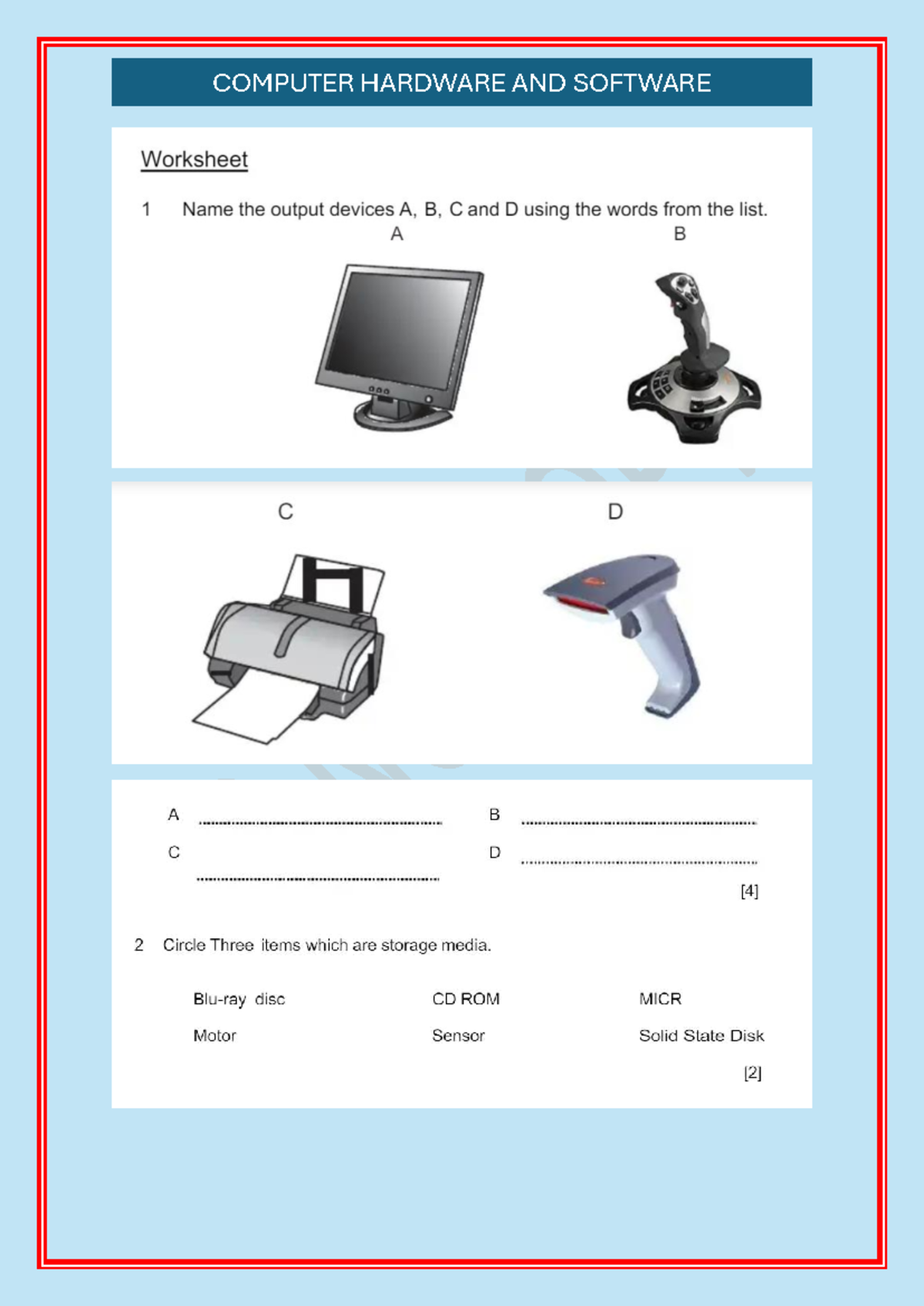 Computer Hardware and Software Worksheet-1 - Mumbai University ...