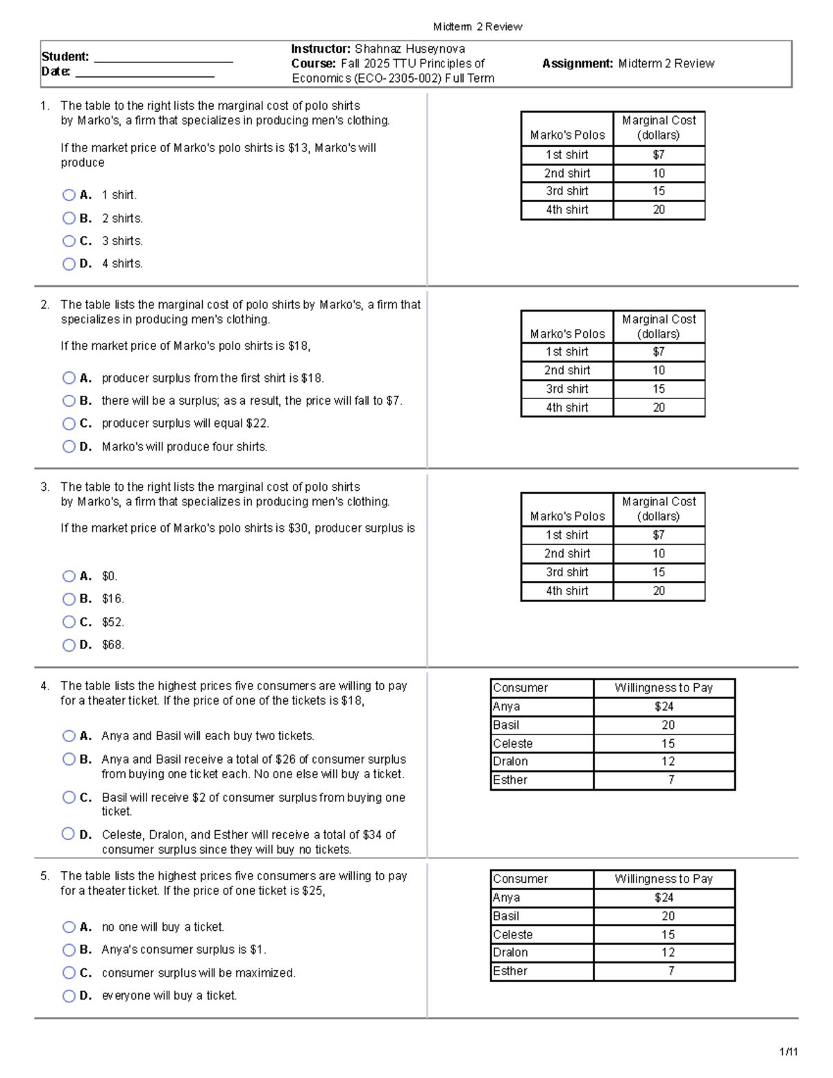 Midterm 2 Review for Principles of Economics (ECO-2305-002) - Studocu
