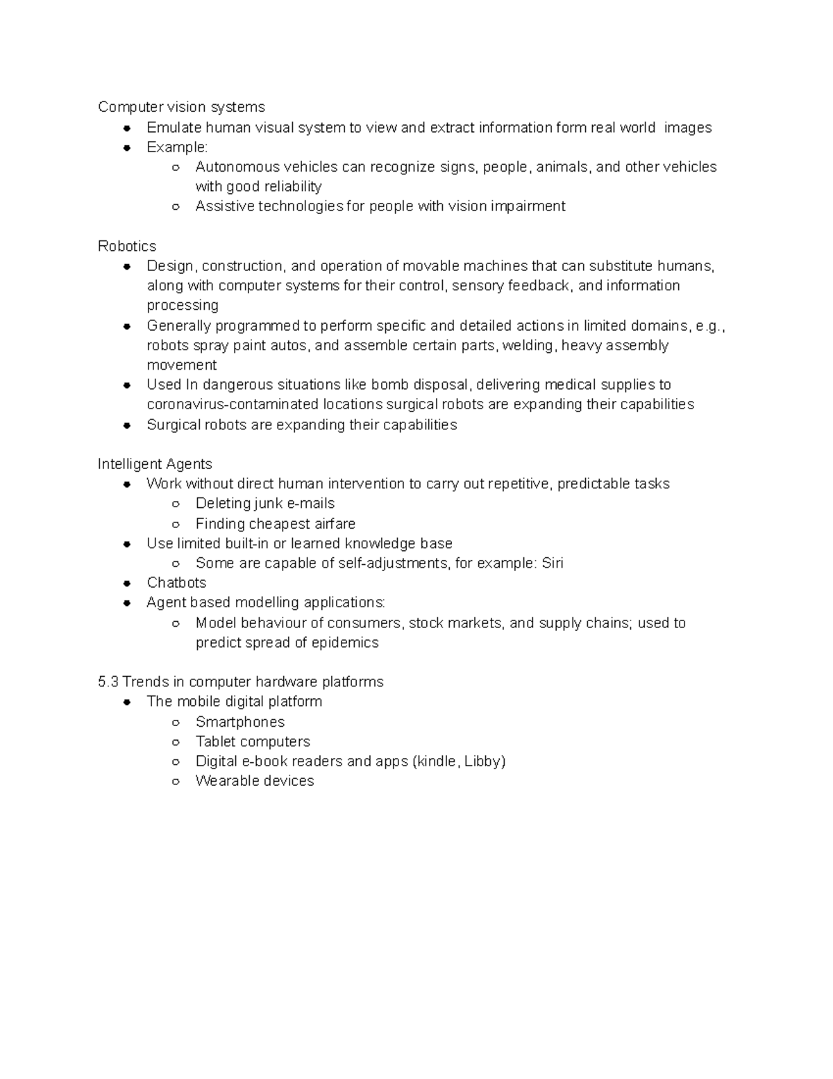 Class 11: Overview of Computer Vision, Robotics, & Intelligent Agents ...