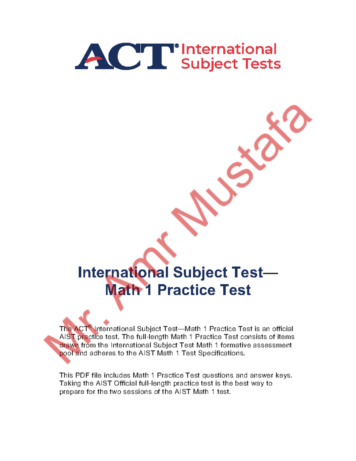 AIST Math 1 Practice Test: Official Practice Questions & Answers - Studocu