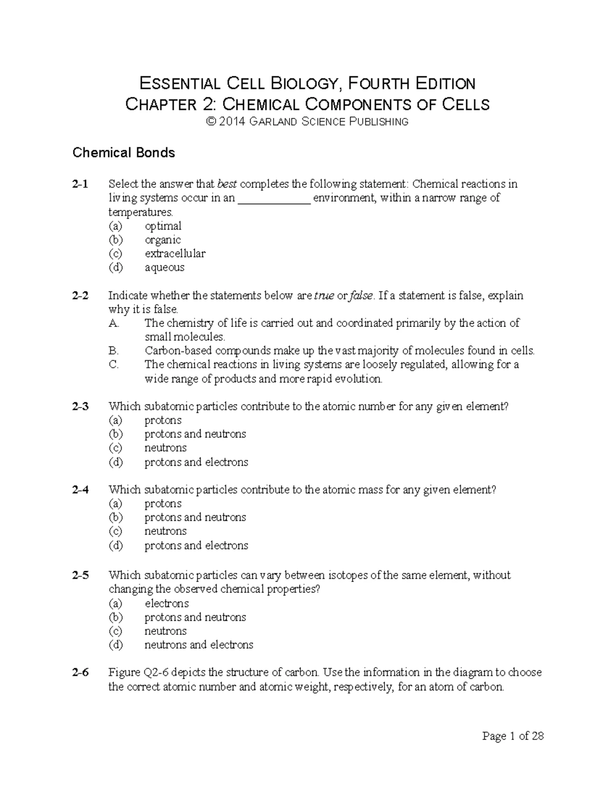 ECB4 Question Bank Ch04 - ESSENTIAL CELL BIOLOGY, FOURTH EDITION ...