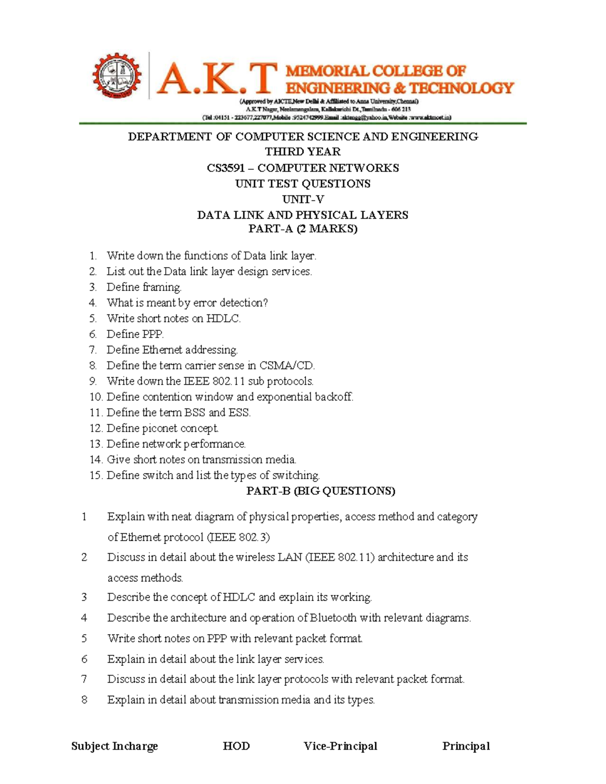 CN QB Unit 5 - Unit 5 question bank - DEPARTMENT OF COMPUTER SCIENCE ...