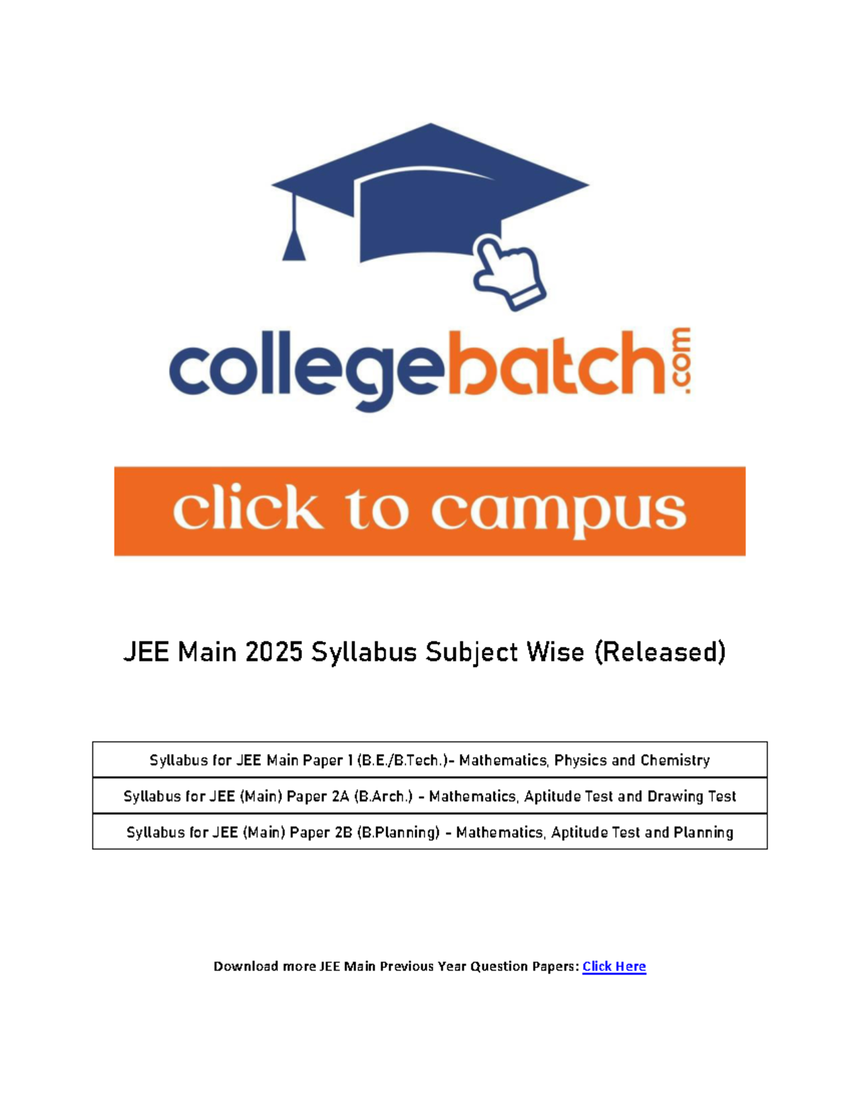 2 gvc JEE Main 2025 Syllabus Subject Wise (Released) Syllabus for