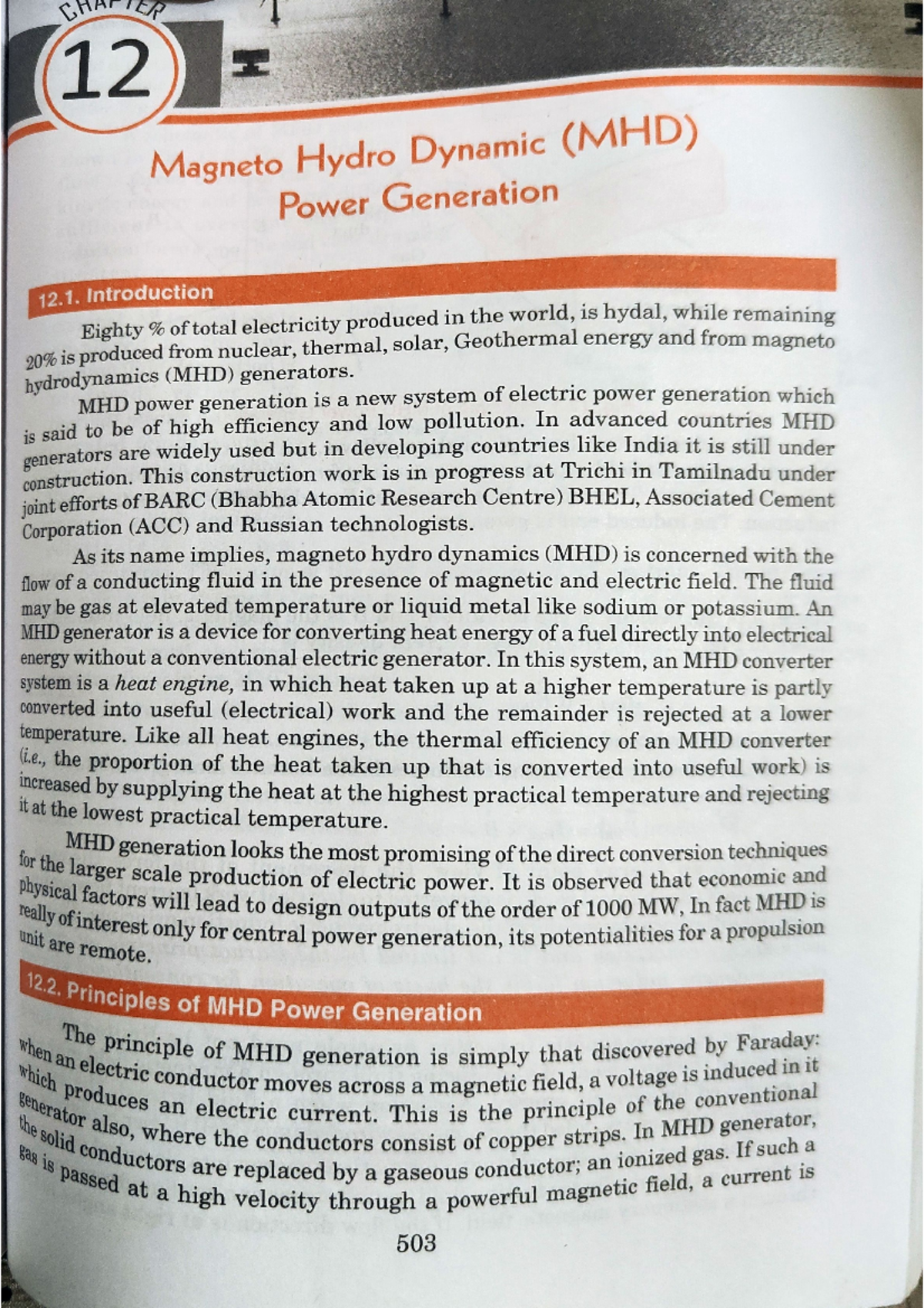 MHD Power Generation: Principles and Efficiency (12 I Lecture Notes ...