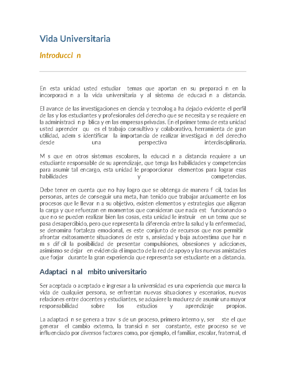 Unidad 5: Adaptación a la Vida Universitaria y Estrategias de ...