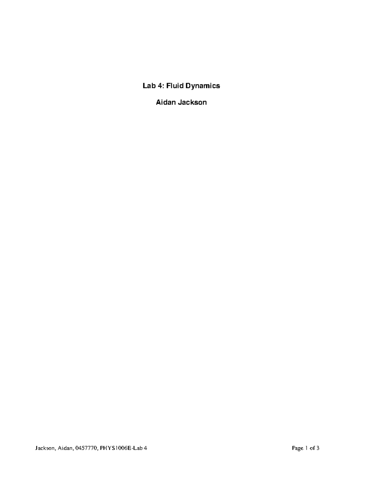 Lab 4: Fluid Dynamics Analysis - PHYS1006E - Studocu