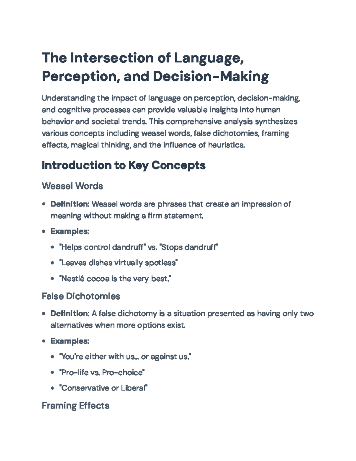 Understanding Language's Role in Perception & Decision-Making Analysis ...
