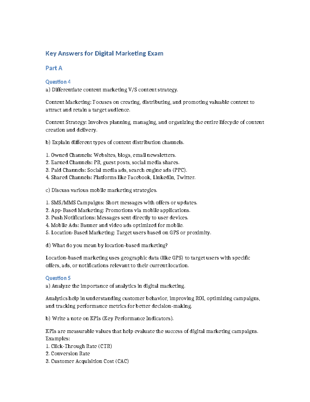 Digital Marketing Key - 6th Sem Important Q&A for Exam Preparation ...