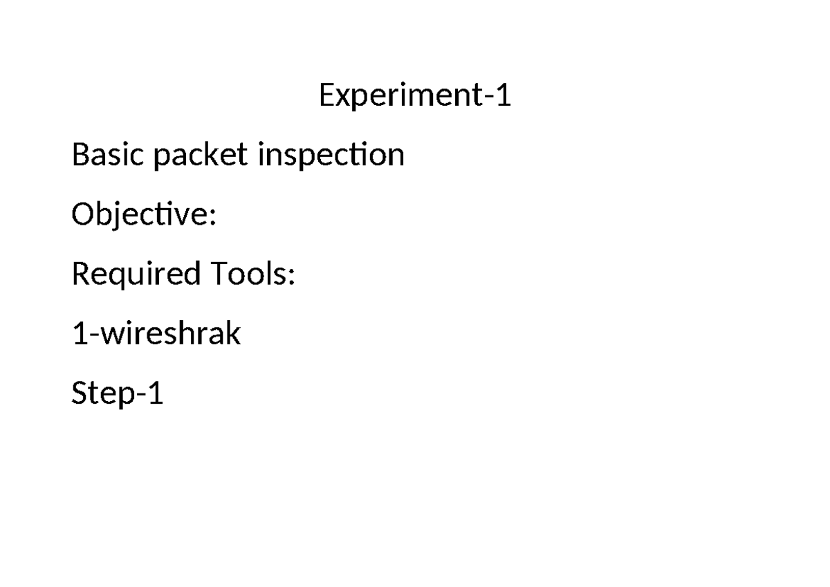 Experiment - Cyber security workshop - Experiment- Basic packet ...