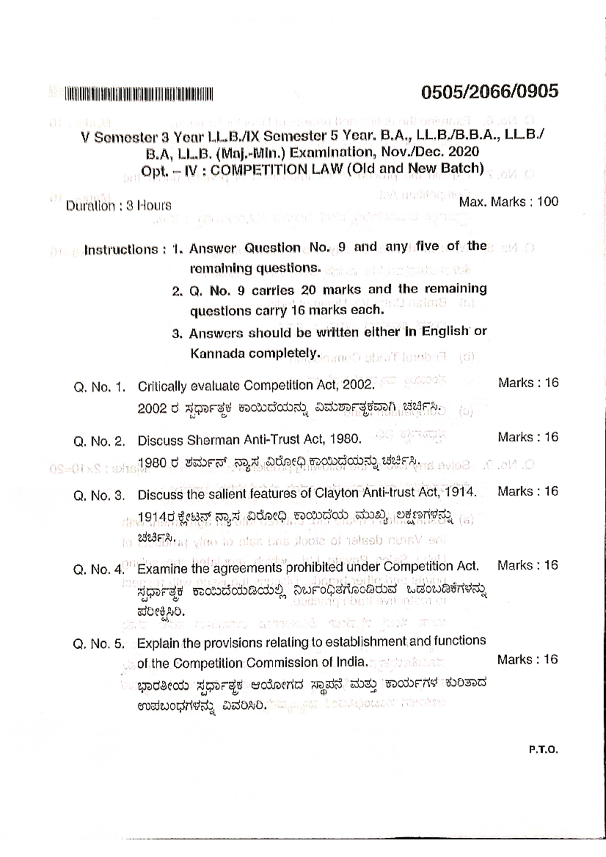 Dec 2020 - questions - Llb 3 years - Studocu