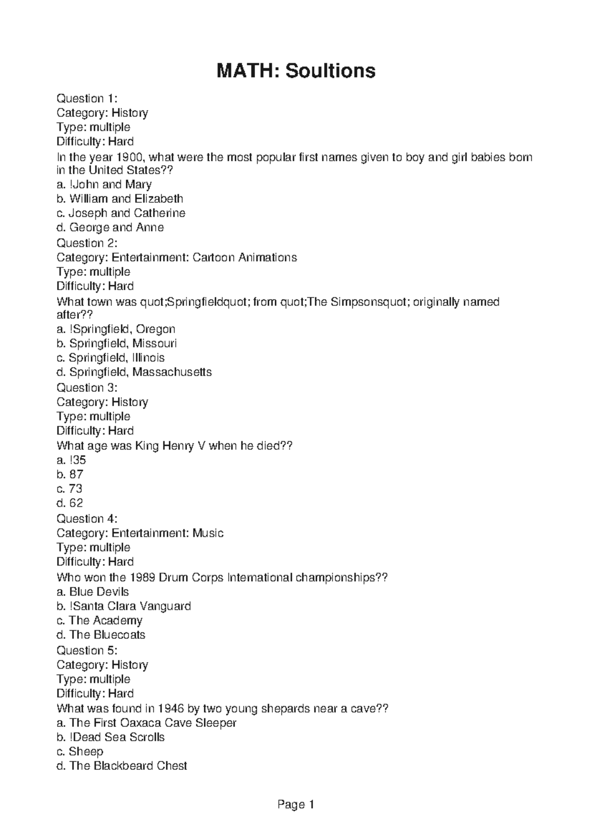 MATH192 Extra Credit Questions & Answers Compilation - Studocu