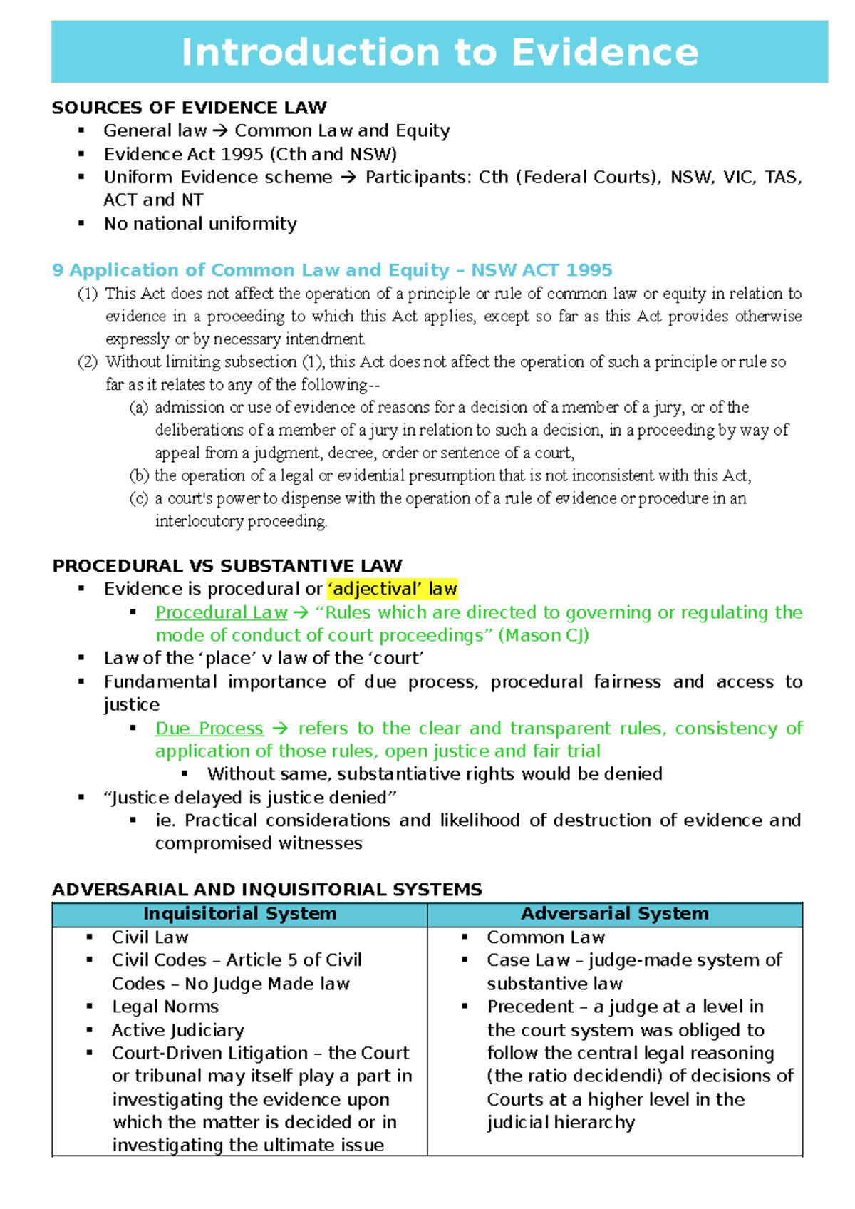 LAWS3400 - Comprehensive Study Notes on Evidence Law - Studocu