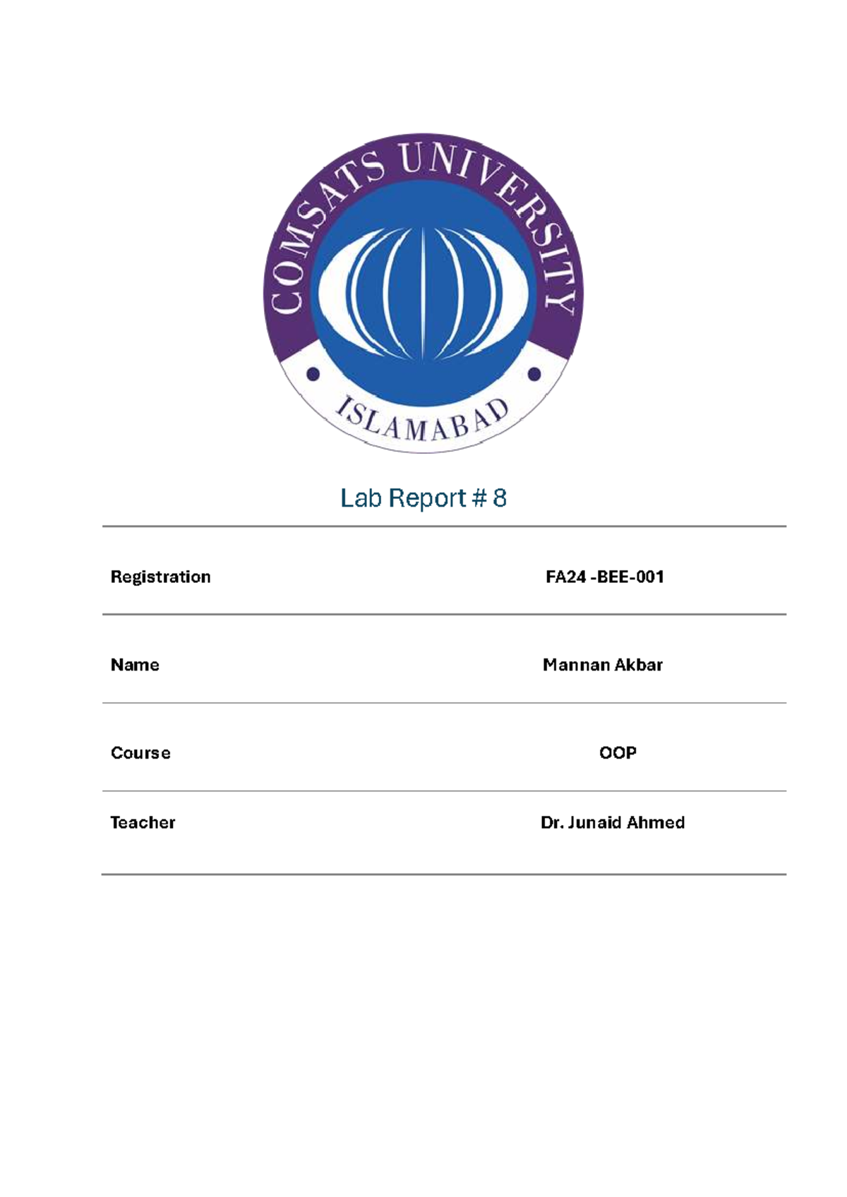 Lab Report 8: OOP Concepts and Access Specifiers FA24 - Studocu