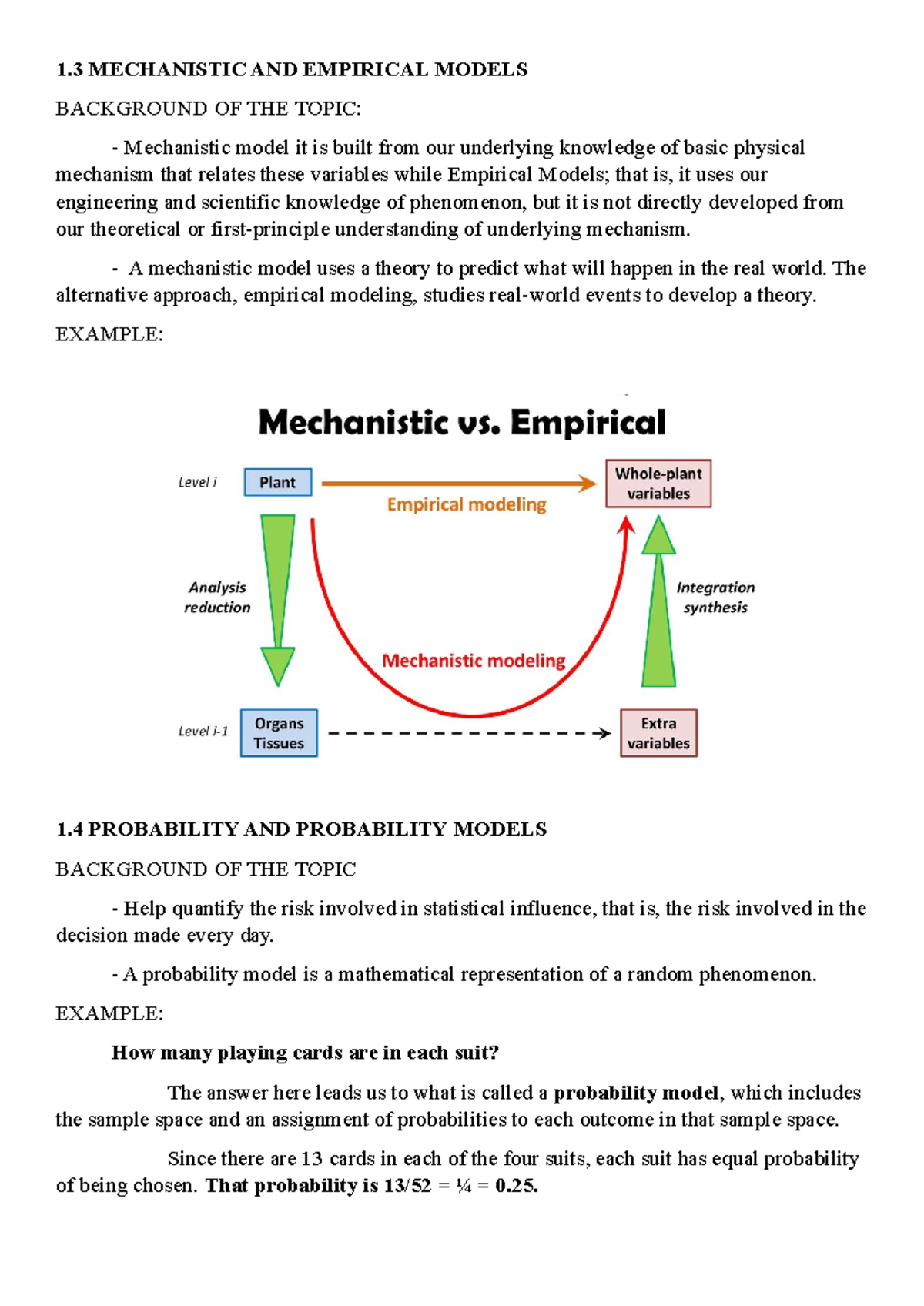 1.3 Mechanistic and Empirical Models - Study Notes - Studocu