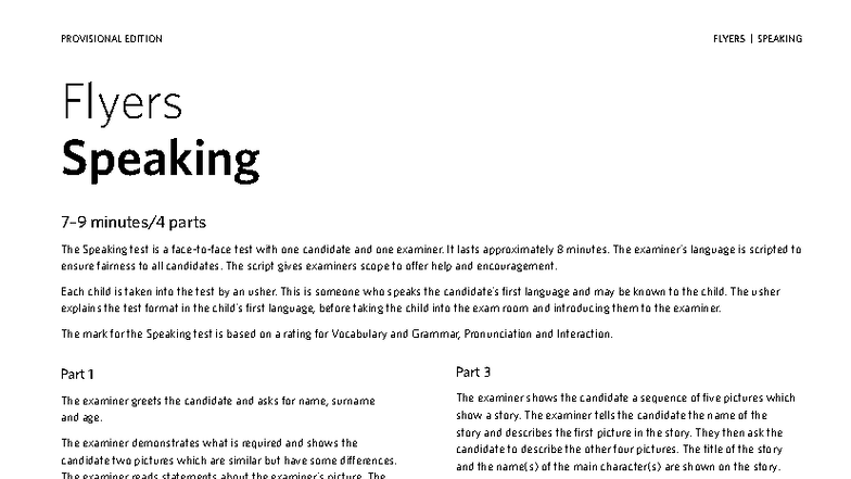 Key flyer speaking chapter 1 - CAMBRIDGE ENGLISH: YOUNG LEARNERS ...