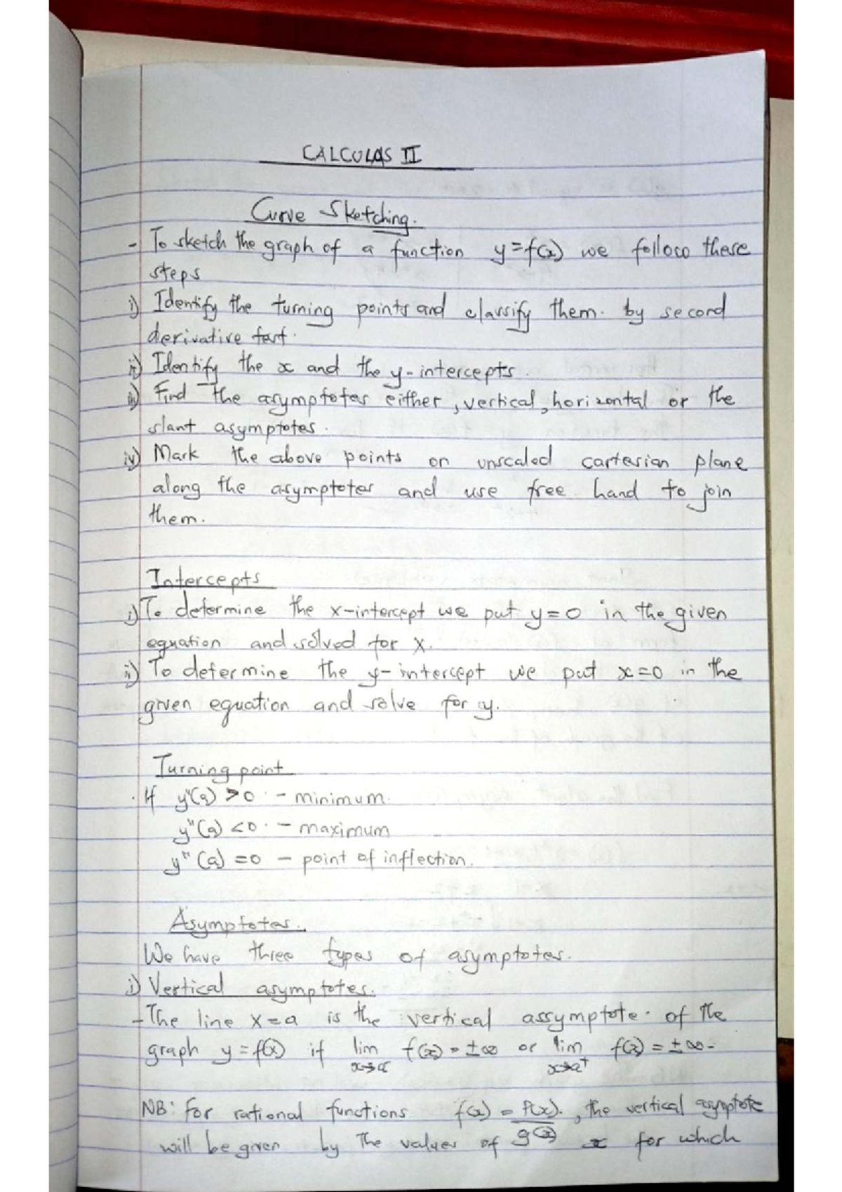 Calculus II (CALCULAS II) Curve Sketching and Integration Notes - Studocu