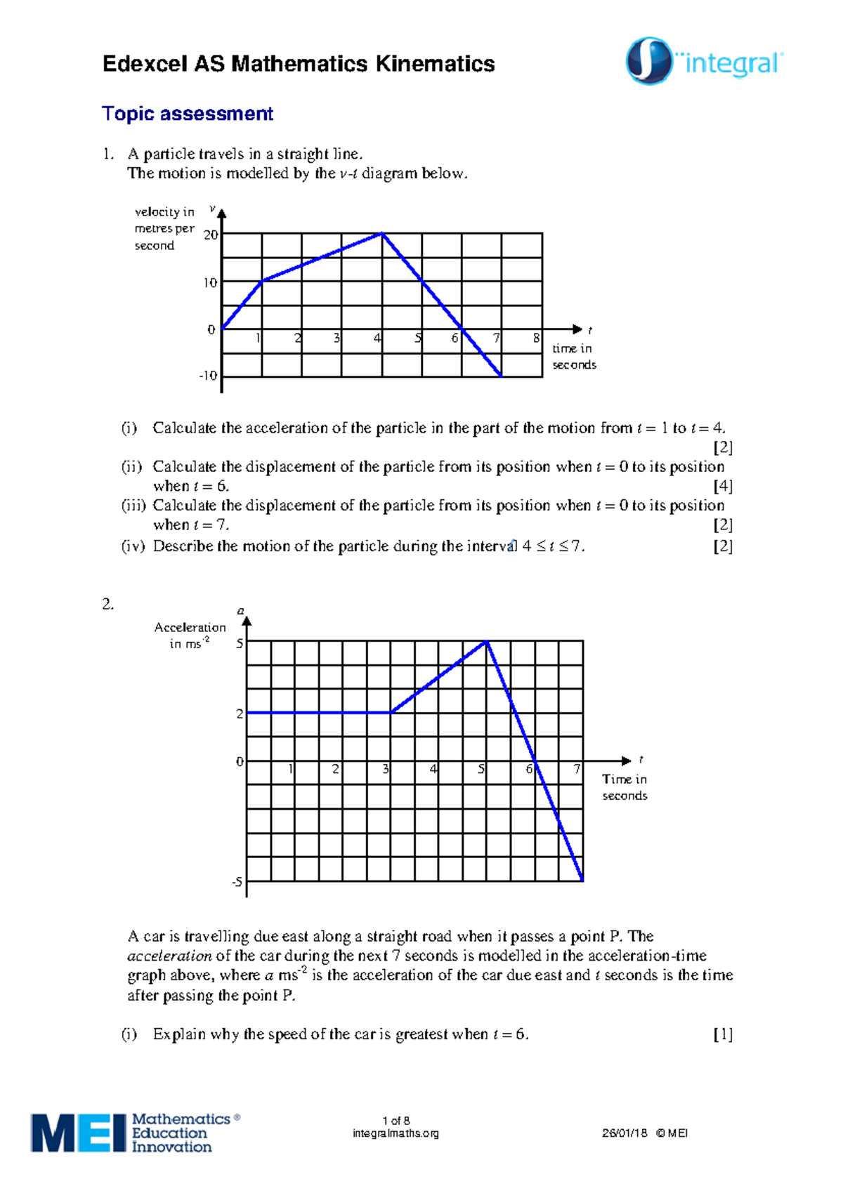 Edexcel AS Maths Kinematics Topic Test Solutions - Studocu