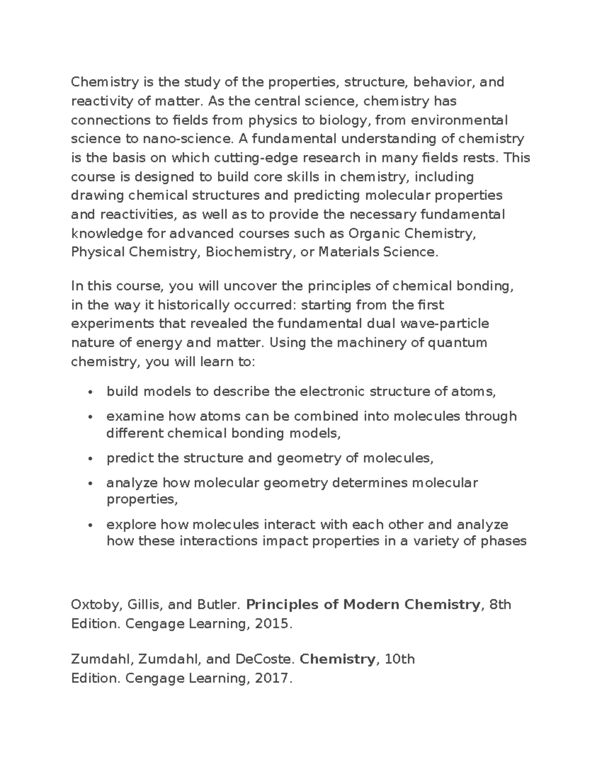 Chemistry - Lecture Notes for Core Concepts and Principles - Studocu