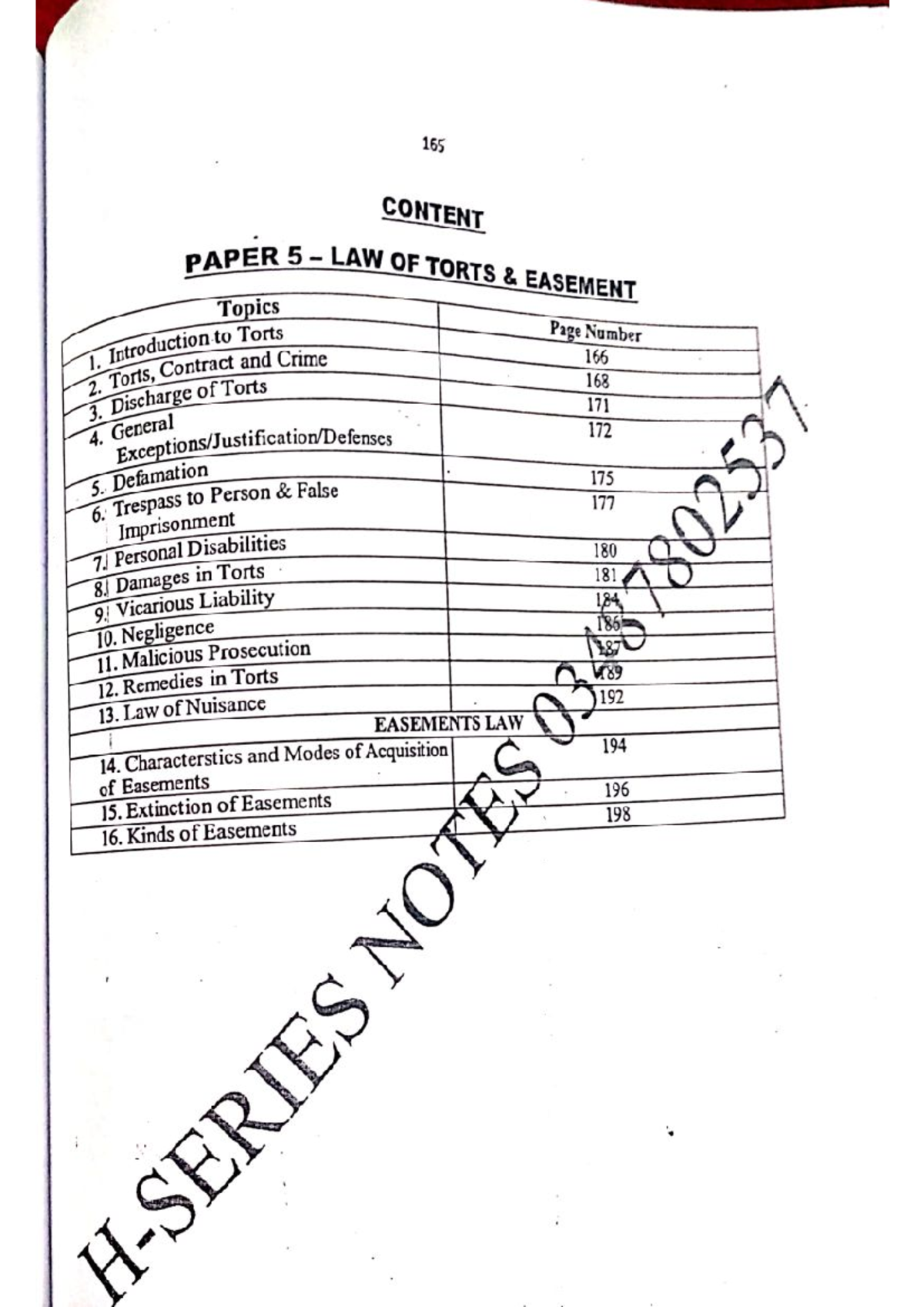 Tort easement H-series - Law of Torts - Studocu