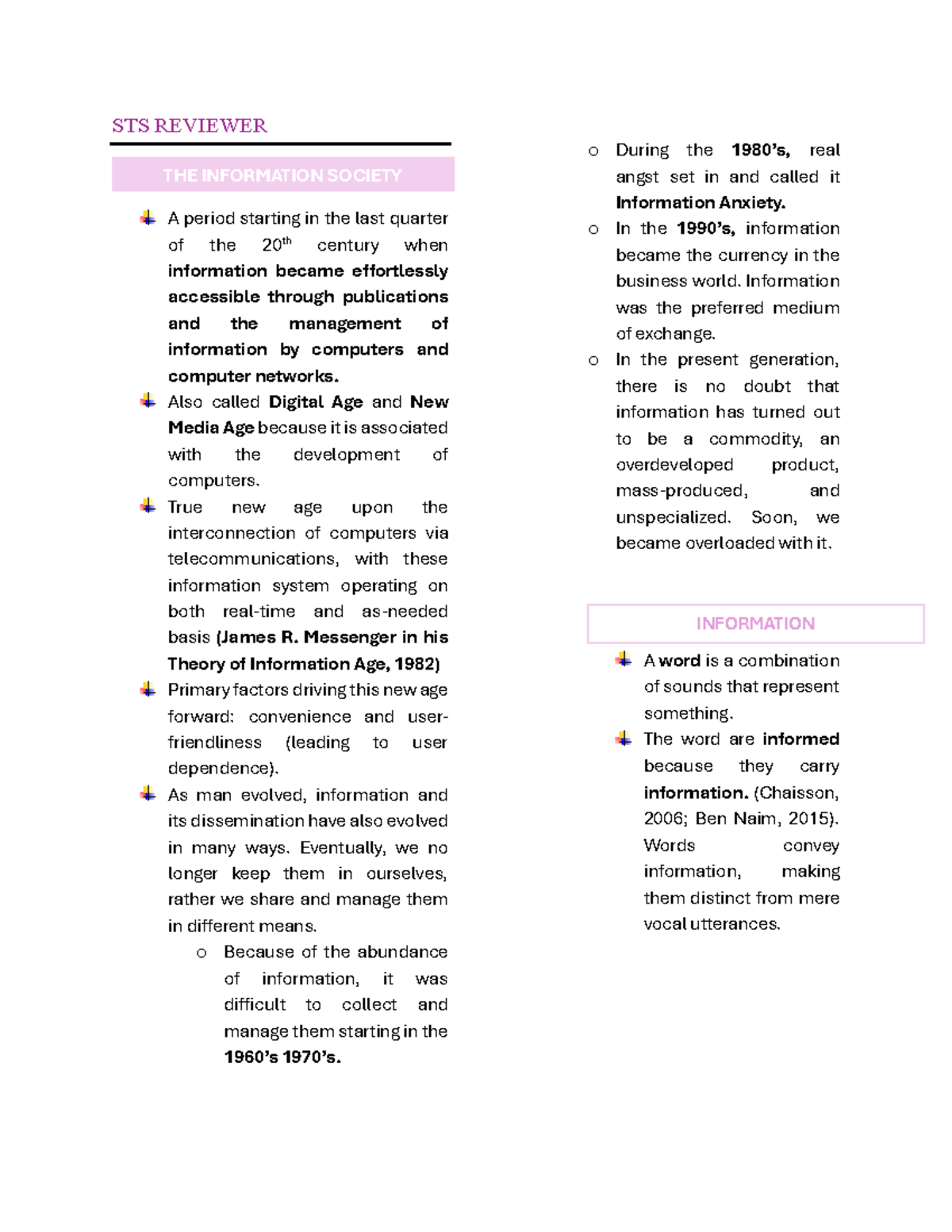 STS 101: Reviewer on The Information Society and Its Impacts - Studocu