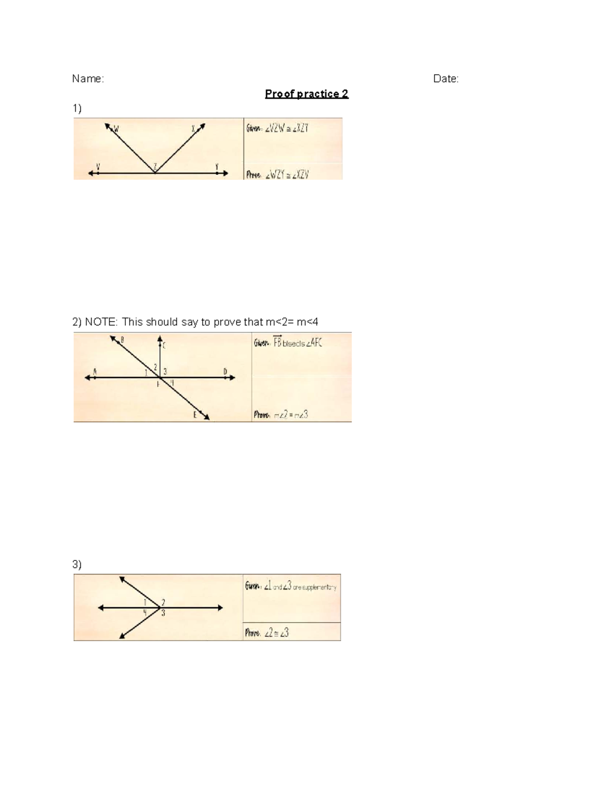 Proof Practice 2: Angles & Geometric Relationships - Studocu