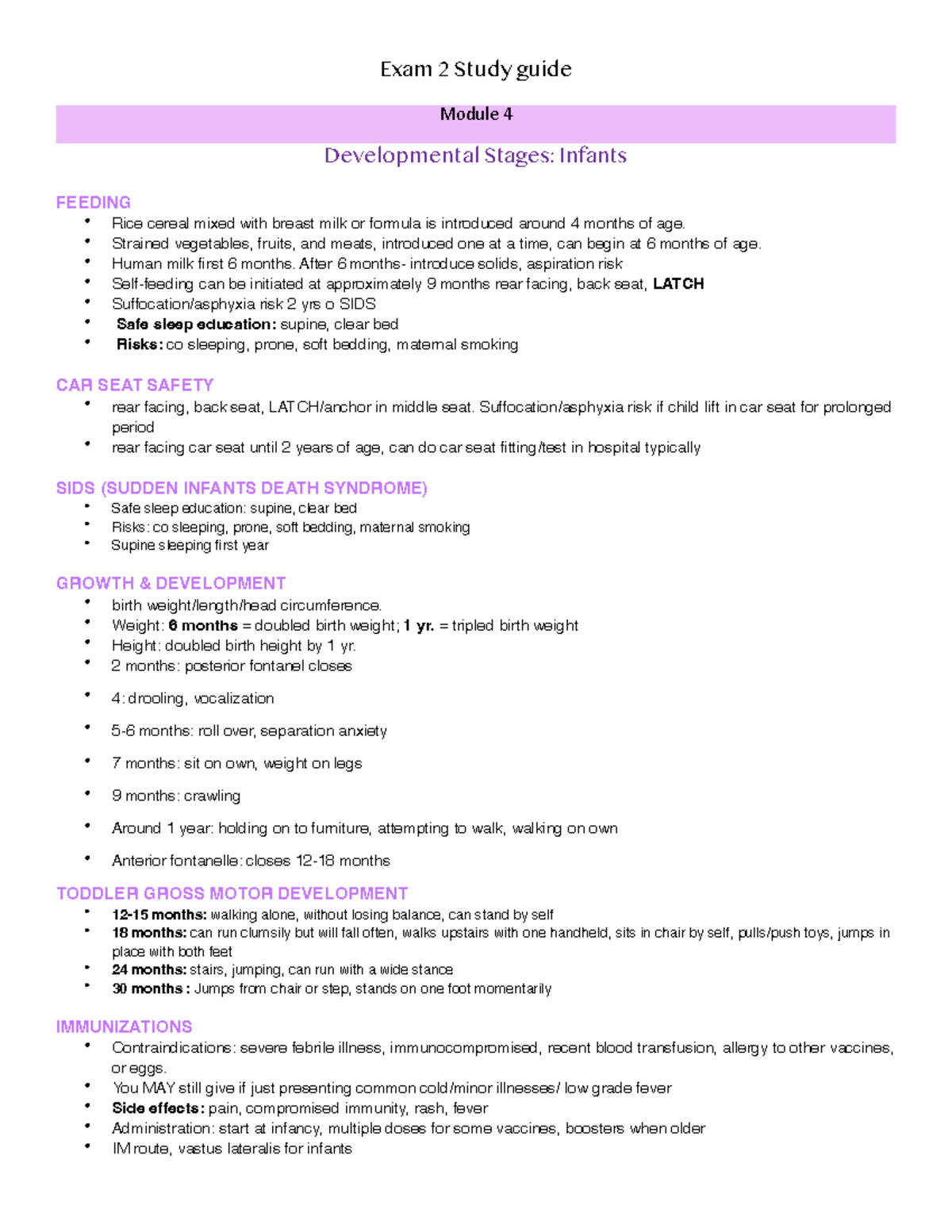 PEDS 202 Exam 2 Study Guide: Developmental Stages & Key Concepts - Studocu