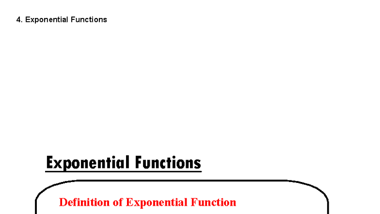 4. Exponential Functions: Definitions, Graphs, and Properties - Studocu
