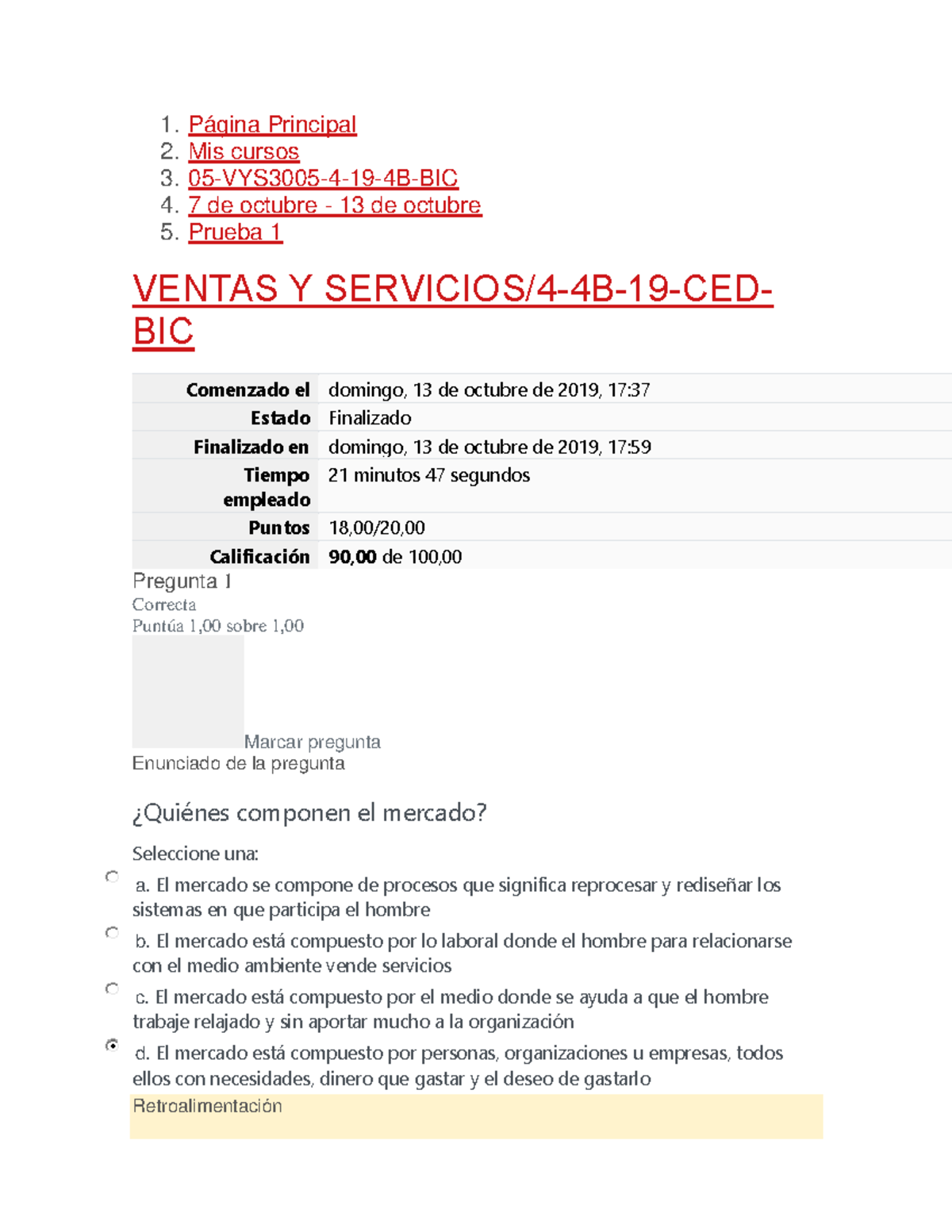 Prueba 1 y Examen de Ventas y Servicios (Curso: VENTAS) - Studocu