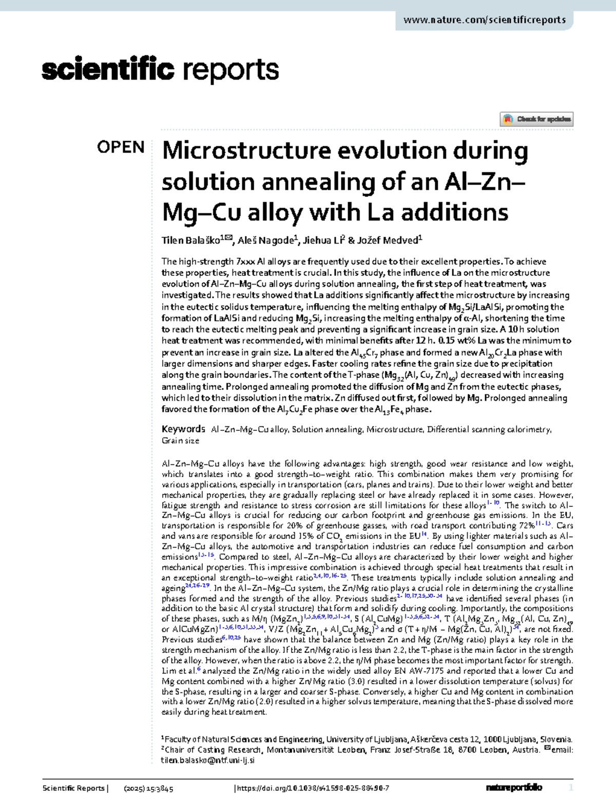 Microstructure Evolution During Solution Annealing of Alloy with La ...