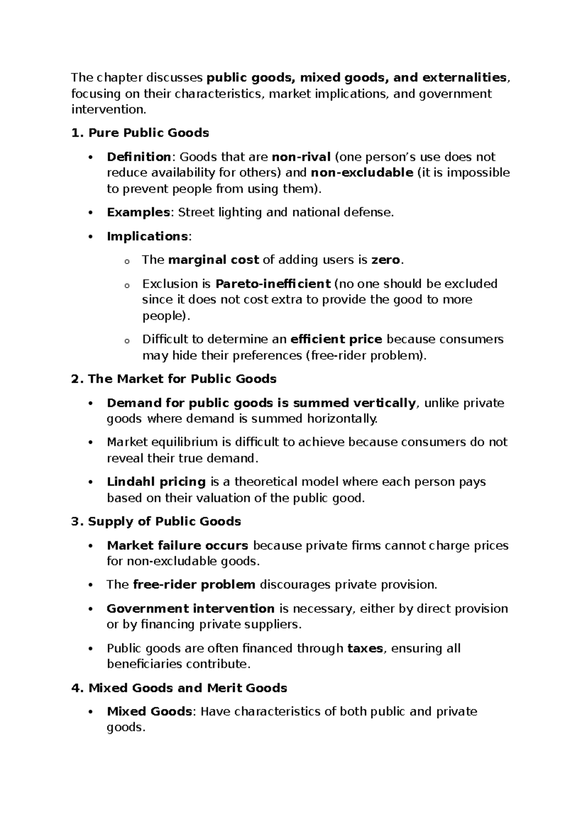ECO 201 Chapter Review: Public Goods and Externalities Explained - Studocu