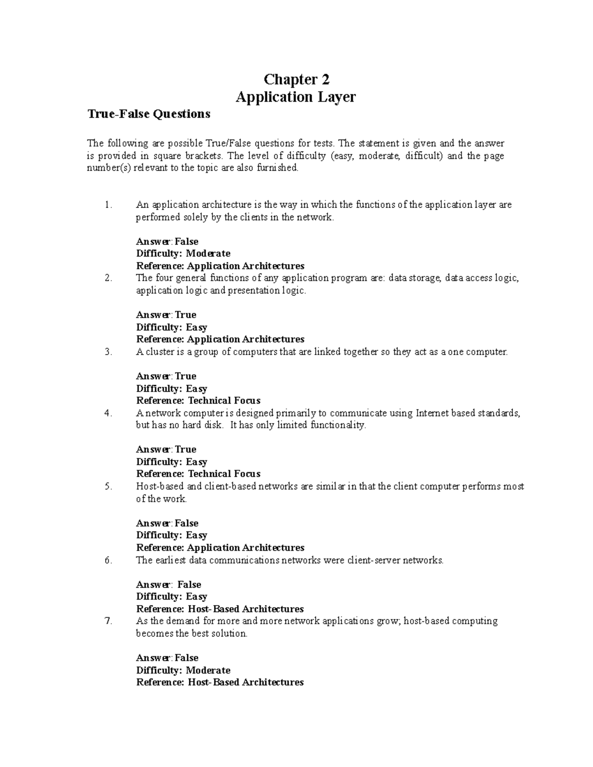 Ch02 - Application Layer Test Bank Questions and Answers - Studocu