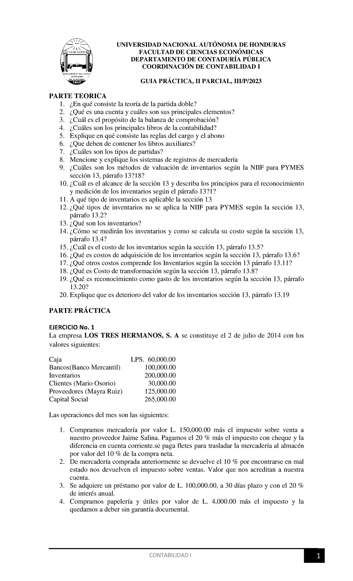 Guía II Parcial - Contabilidad I 3er PAC 2023 Tarea Teórica y Práctica ...